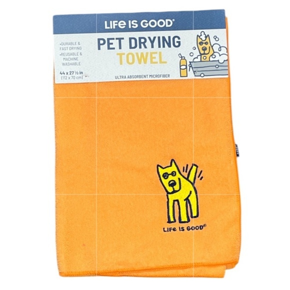 Life is good - 2/$28 - ‘Jake - Orange’ pet drying towel. NWT.
